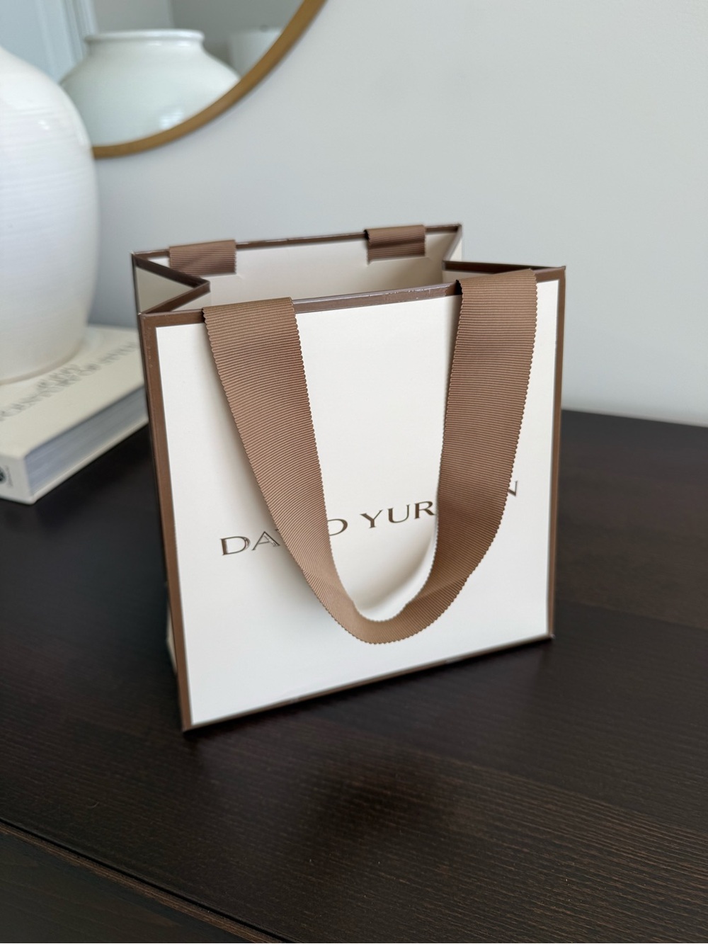 DAVID YURMAN Authentic Shopping Gift Bag Cream Brown